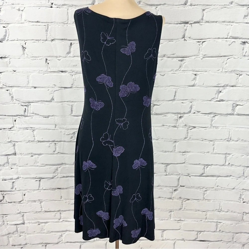 Vtg Teddi Y2k Tank Slip Mini Dress Sz 6 Butterfly Black Purple Whimsygoth Fairy - Picture 3 of 8